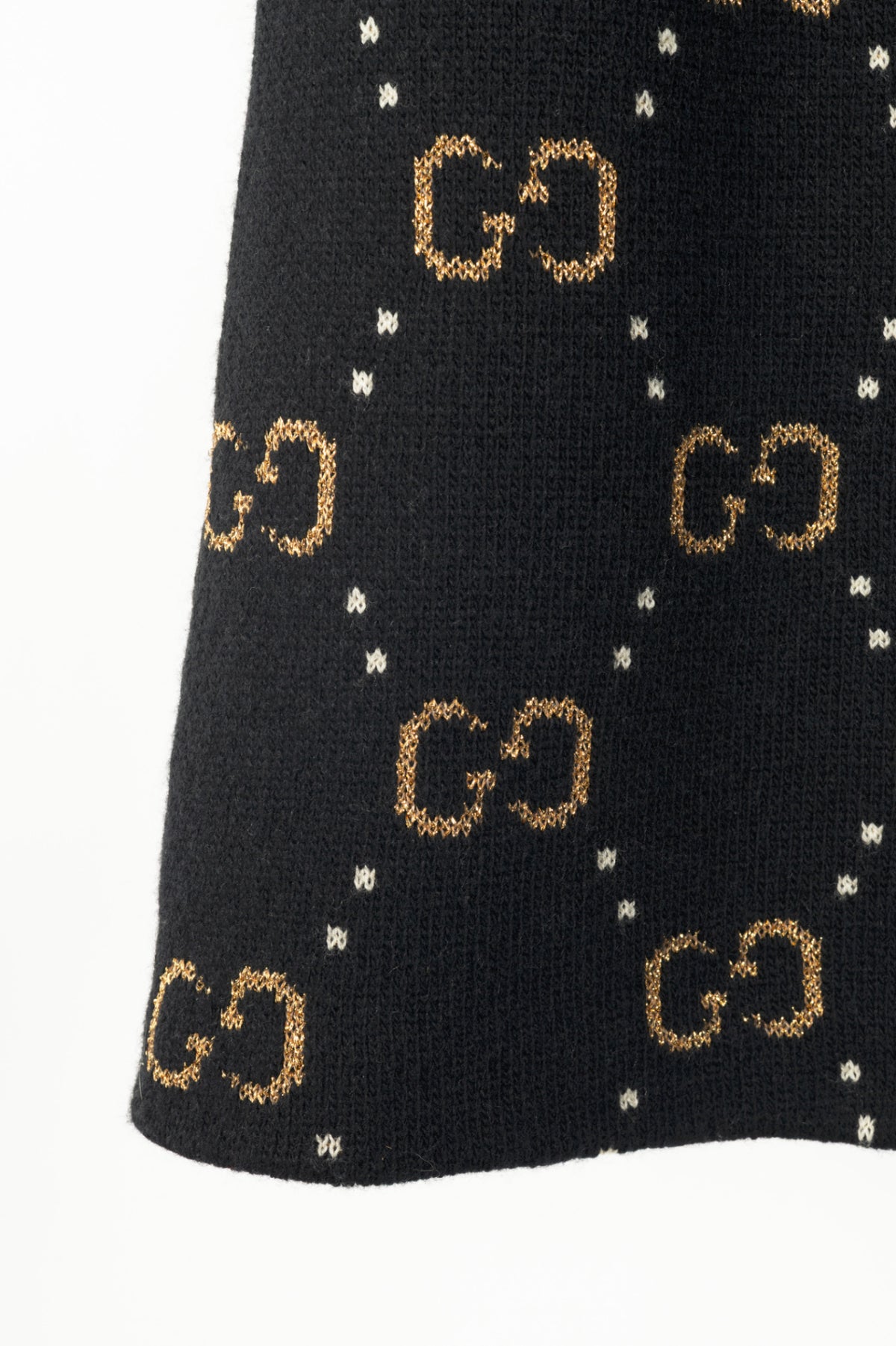 Gucci Black GG-Monogram Jacquard Wool-Knit A-Line Skirt