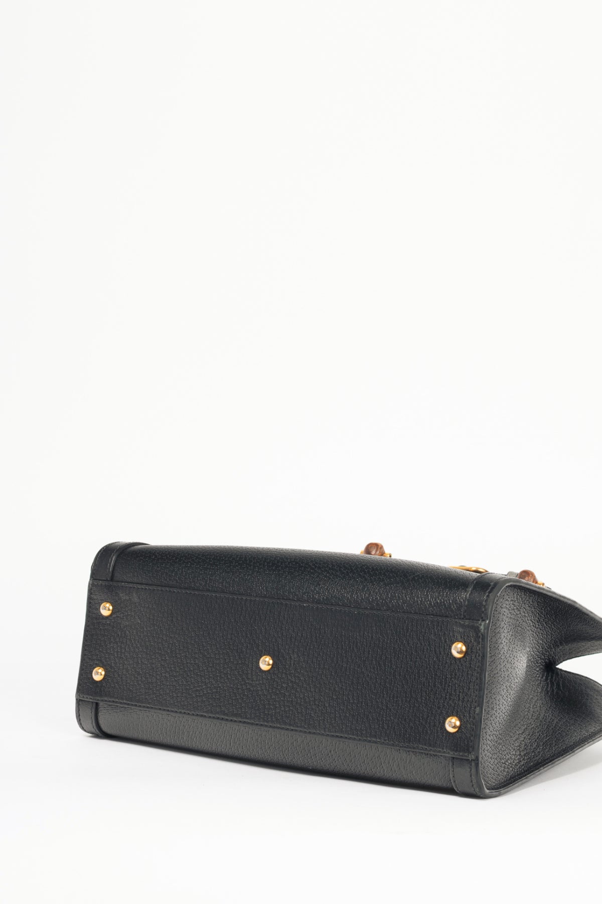 Gucci Diana Medium Black Leather Bamboo Tote