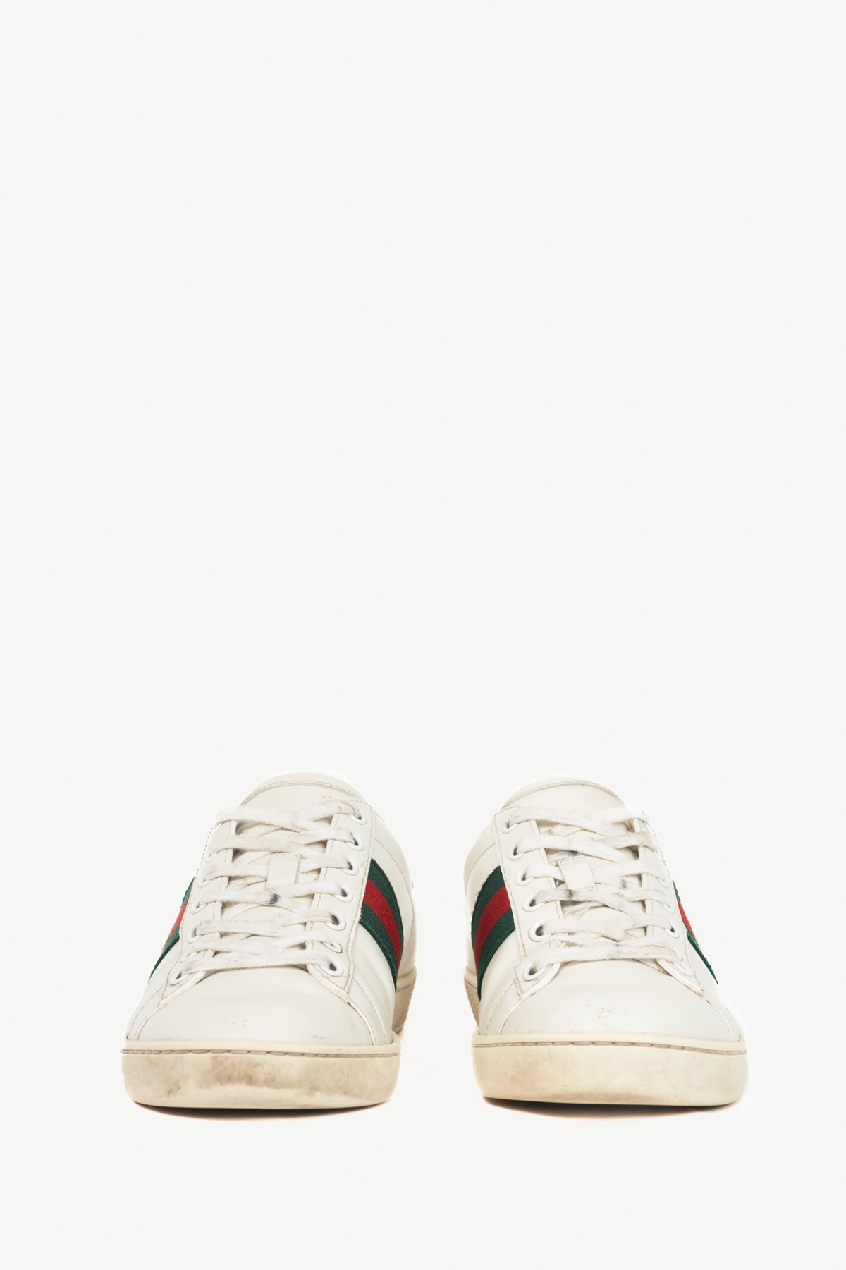 Gucci Ace Bee White Leather Lace-Up Sneakers