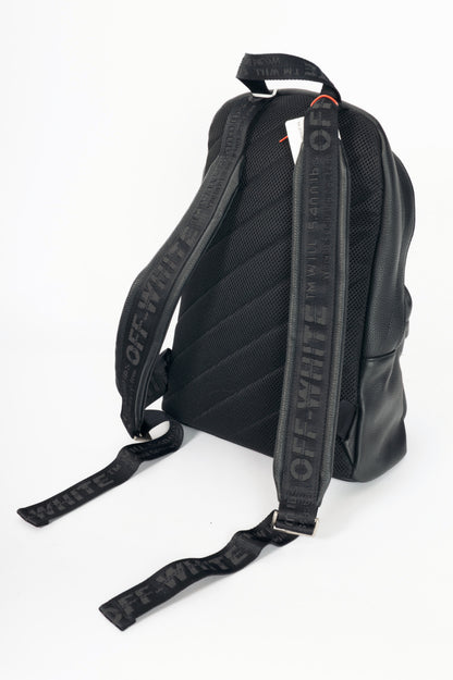 Off-White Black Pebbled-Leather Classic Dome Backpack