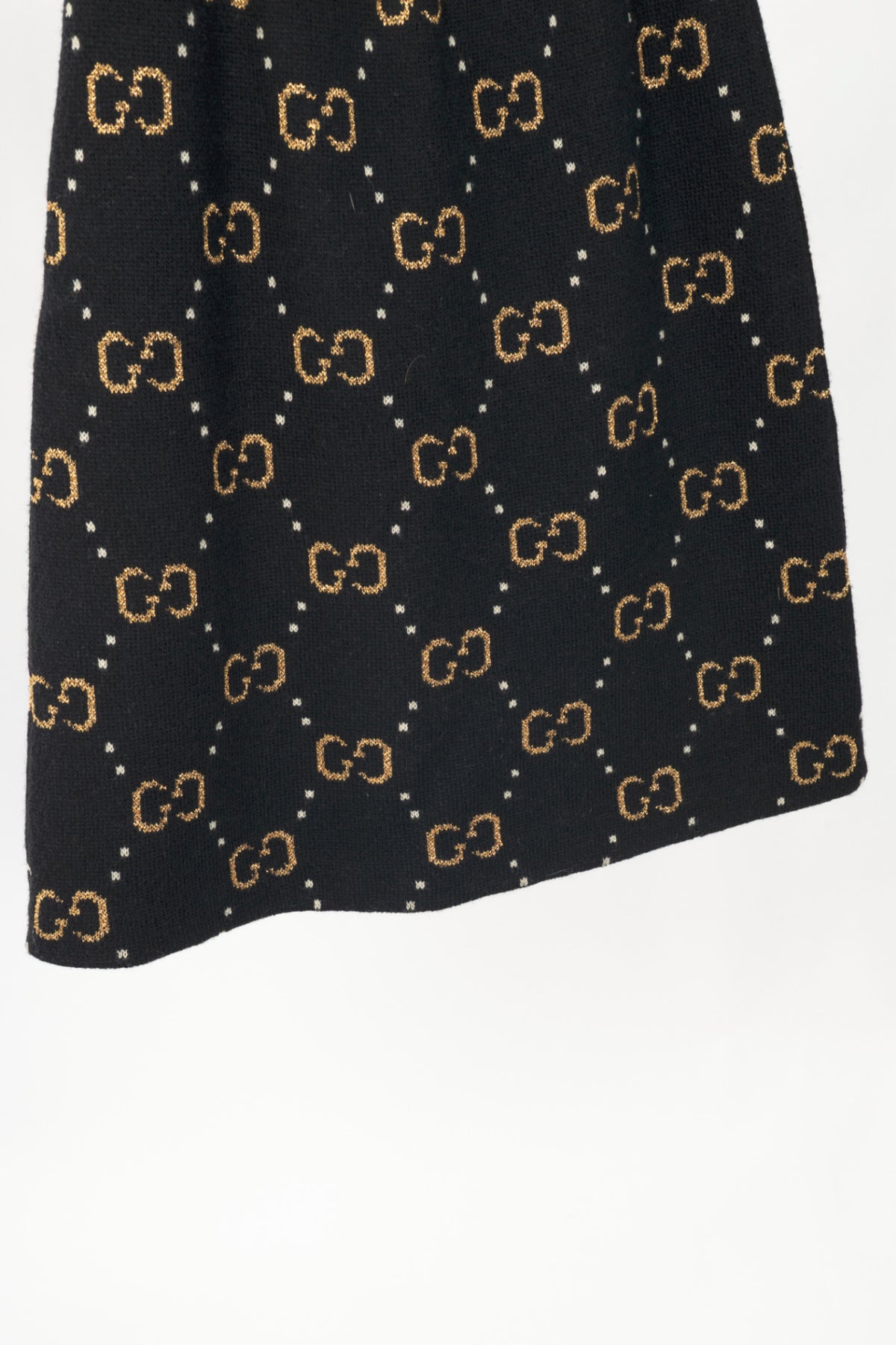 Gucci Black GG-Monogram Jacquard Wool-Knit A-Line Skirt