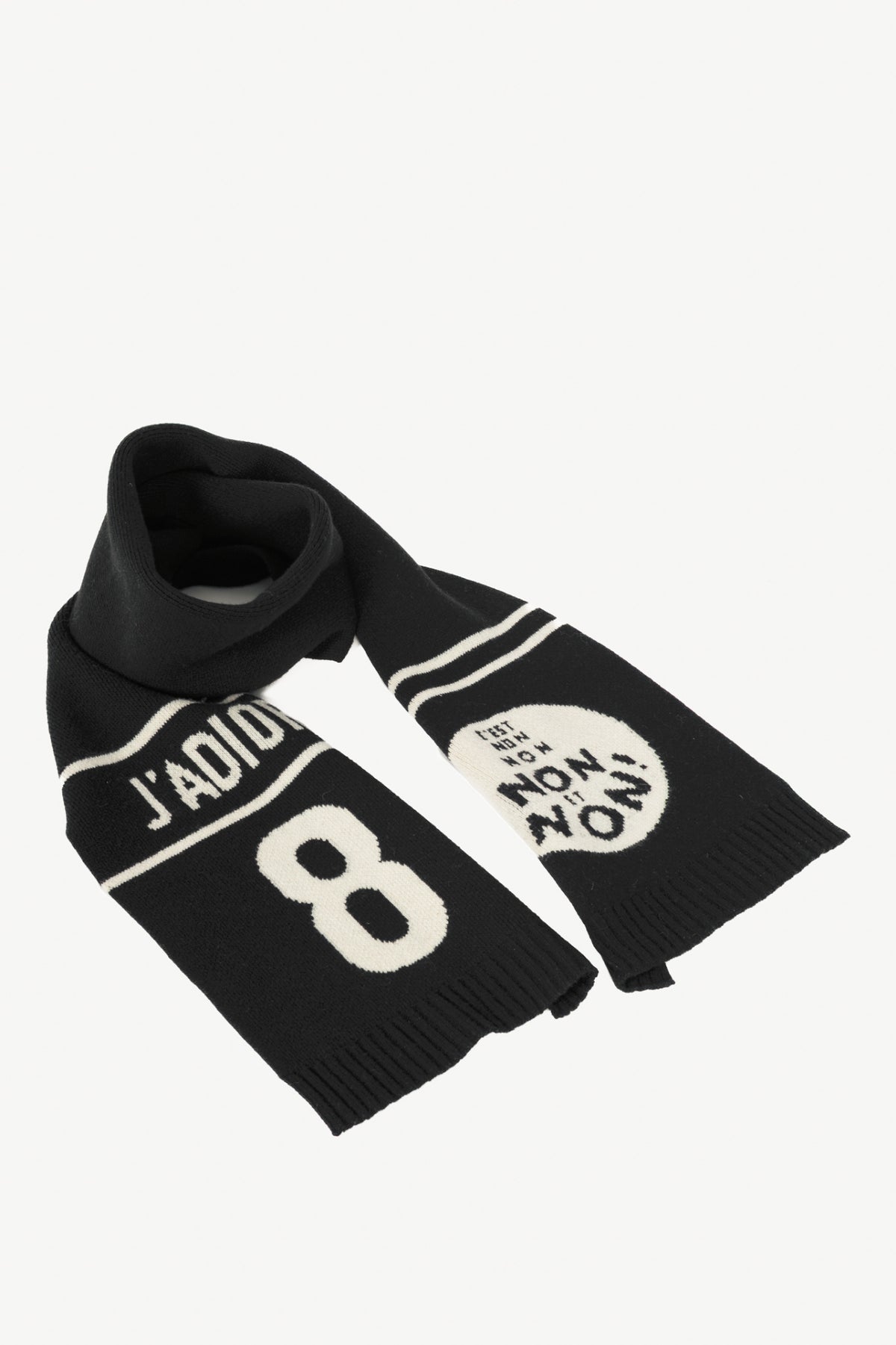 Dior J'Adior Black Wool & Cashmere Logo-Jacquard Scarf