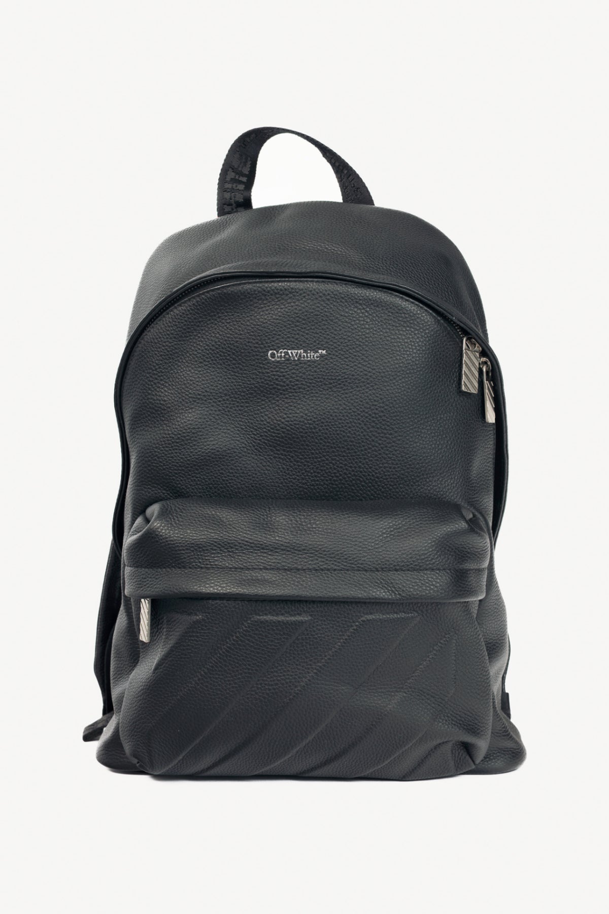 Off-White Black Pebbled-Leather Classic Dome Backpack