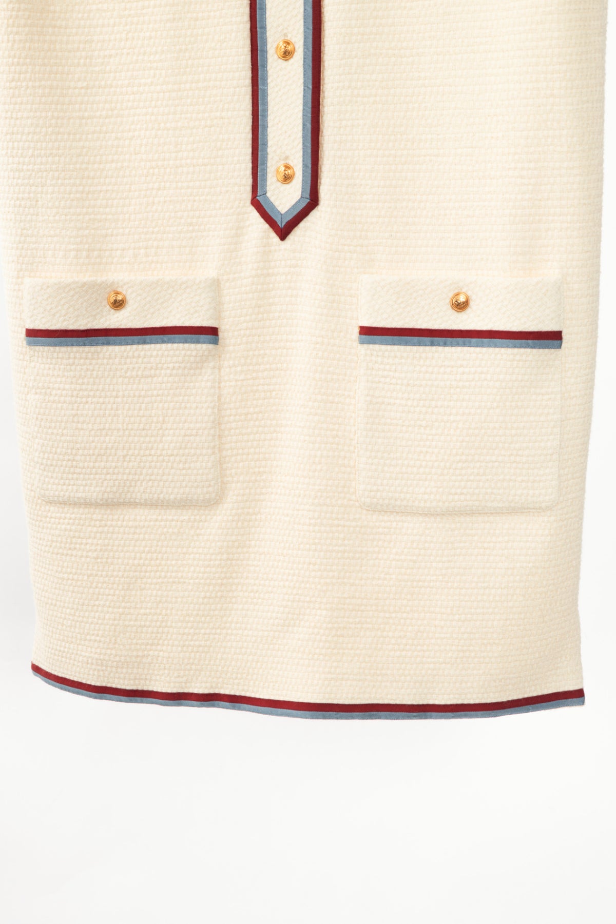 Gucci PF19 Ivory Grosgrain-Trimmed Wool-Blend Tweed Mini Dress