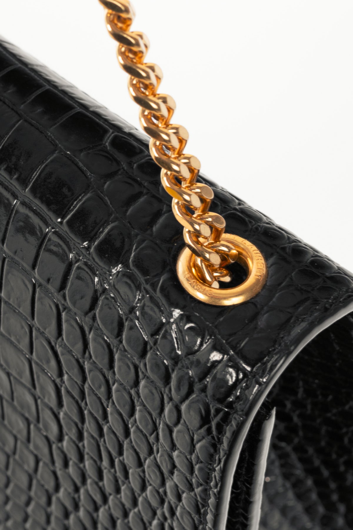 Saint Laurent Nero Cocco Print Monet YSL Monogramme Shoulder Bag