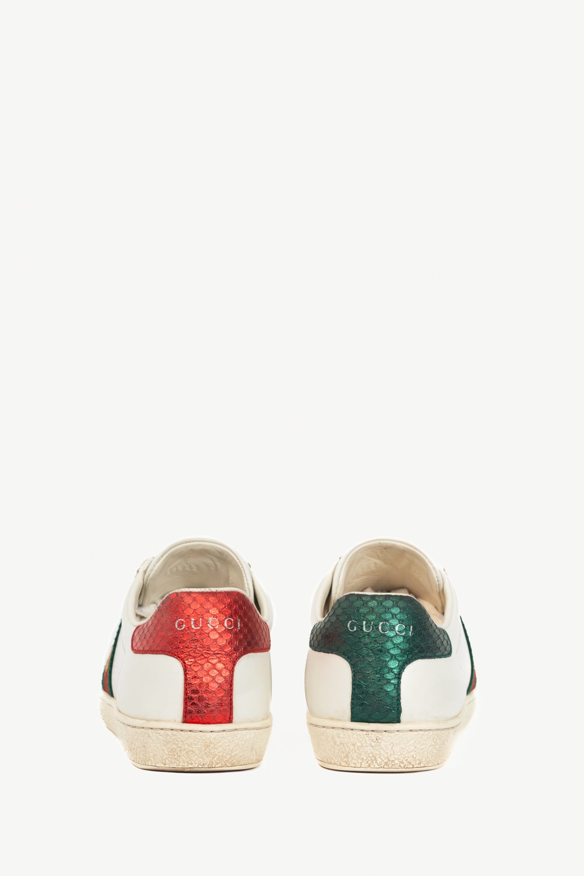 Gucci Ace Bee White Leather Lace-Up Sneakers