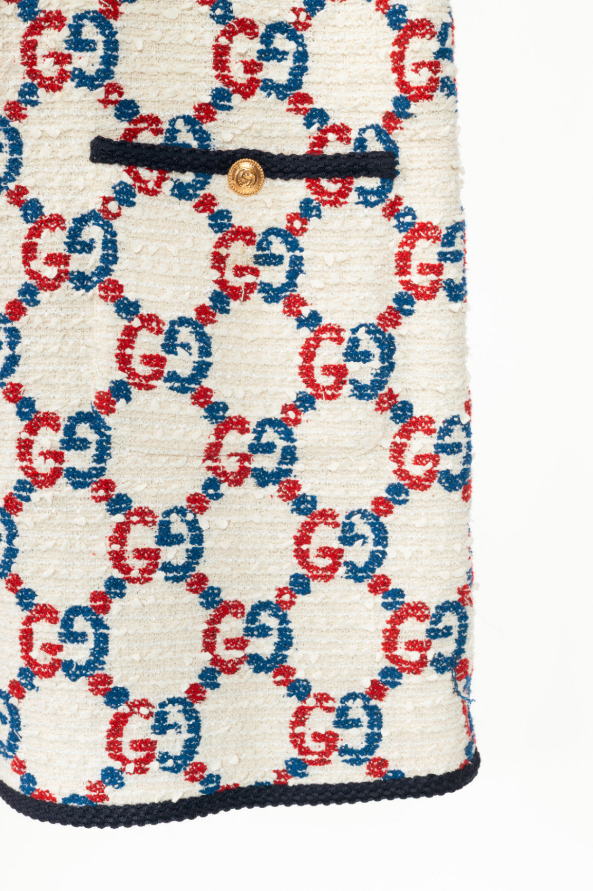 Gucci PF19 Ivory GG Sylvie Tweed Cotton Mini Shift Dress