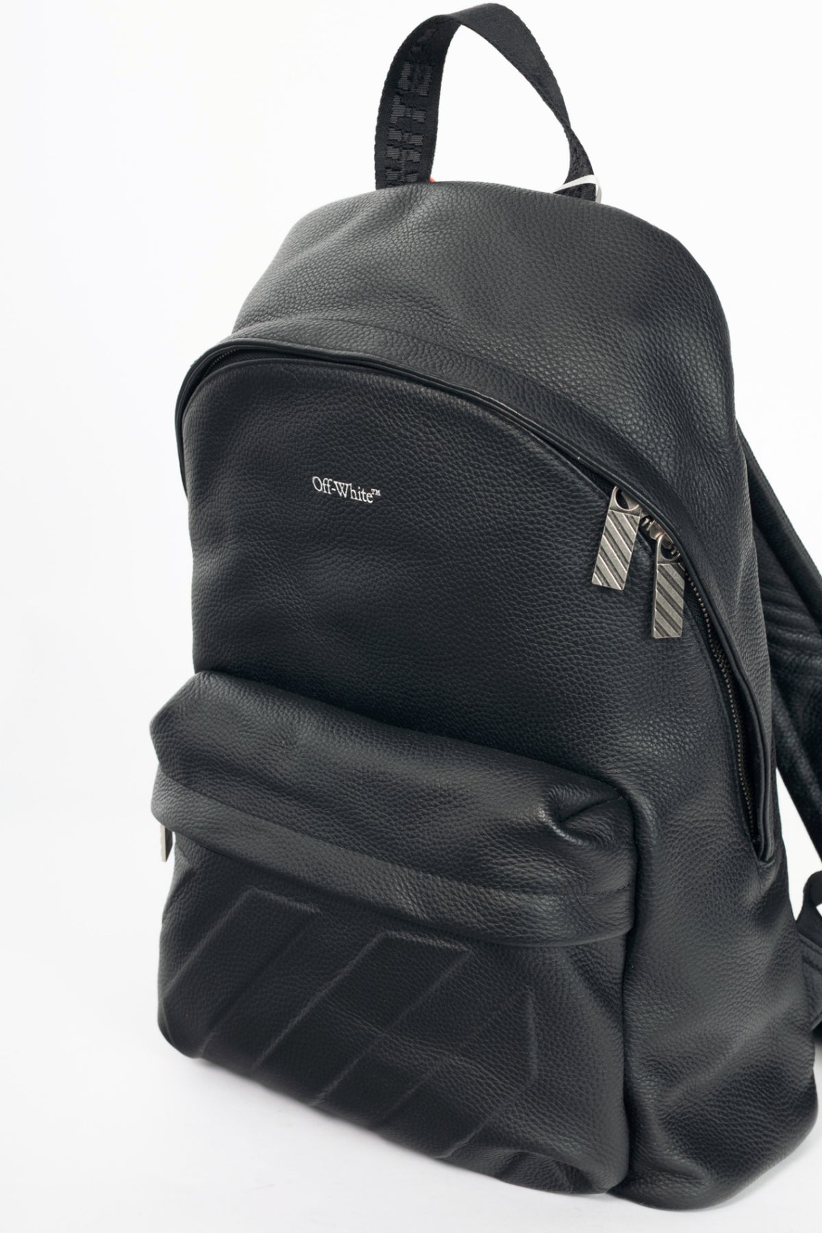 Off-White Black Pebbled-Leather Classic Dome Backpack
