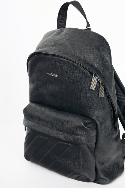 Off-White Black Pebbled-Leather Classic Dome Backpack