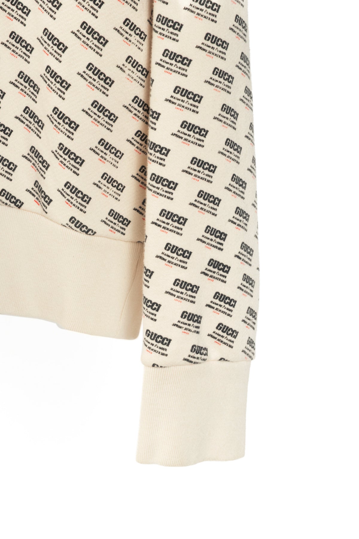 Gucci SS18 White Logo-Stamp Cotton French-Terry Hoodie