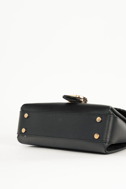 Gucci Black Pebbled-Leather Interlocking G 2-Way Handbag