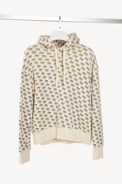 Gucci SS18 White Logo-Stamp Cotton French-Terry Hoodie