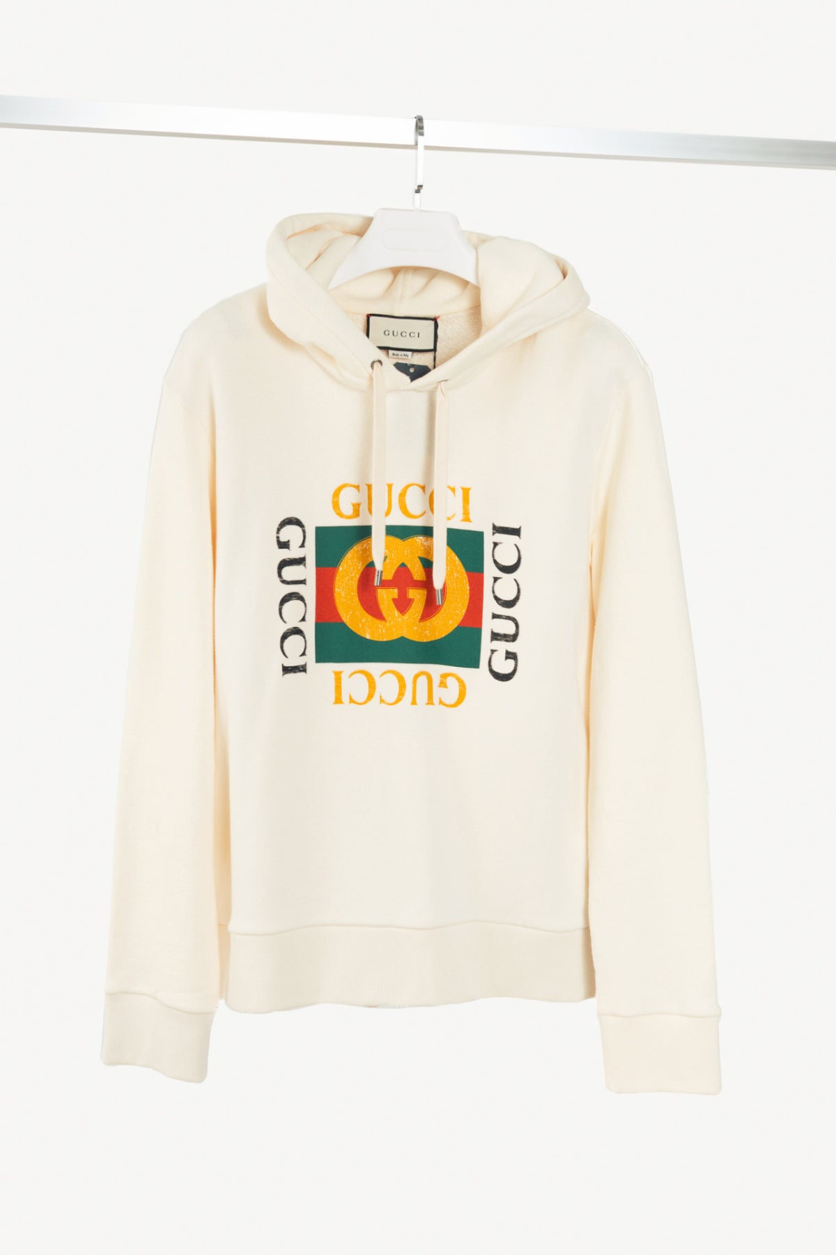 Gucci Off-White Cotton French-Terry Logo-Graphic Hoodie