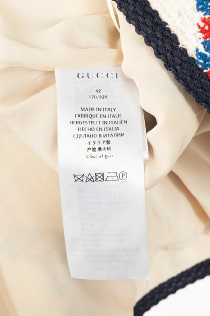 Gucci PF19 Ivory GG Sylvie Tweed Cotton Mini Shift Dress