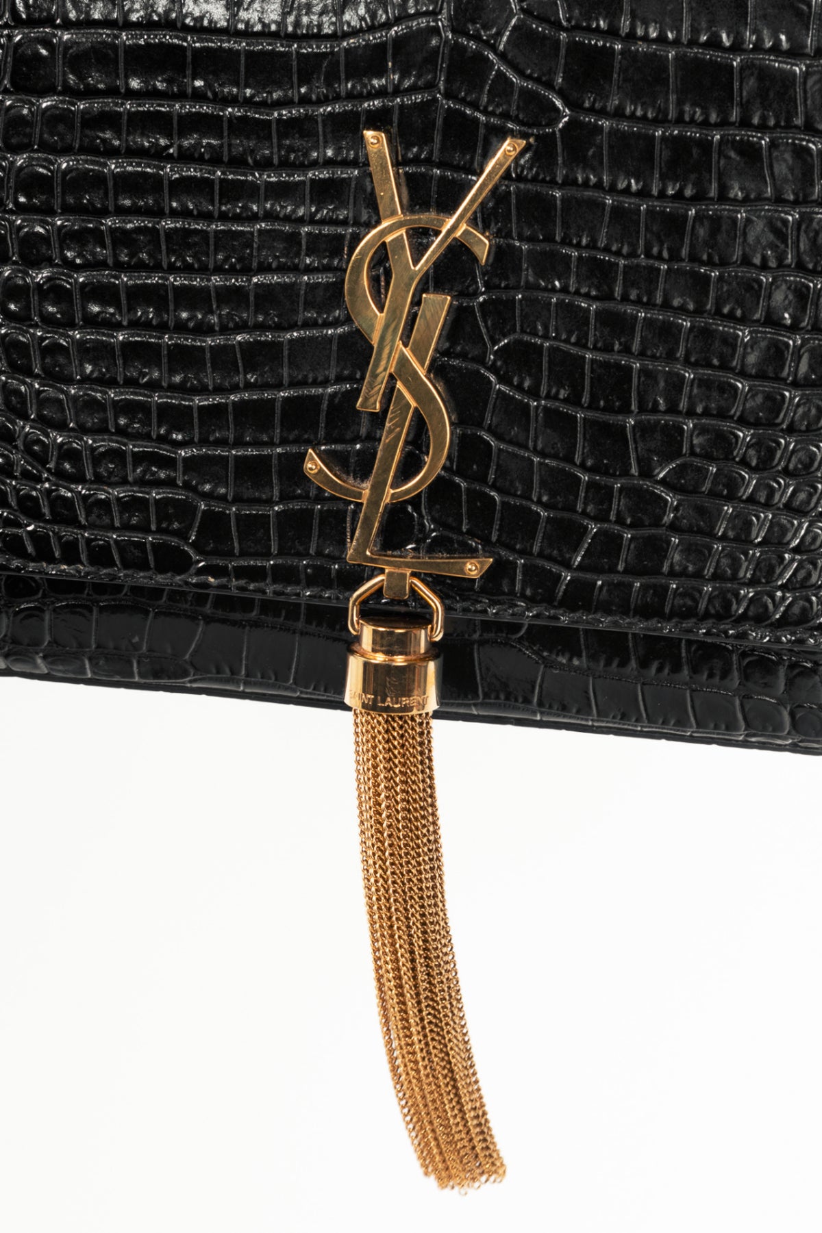 Saint Laurent Nero Cocco Print Monet YSL Monogramme Shoulder Bag