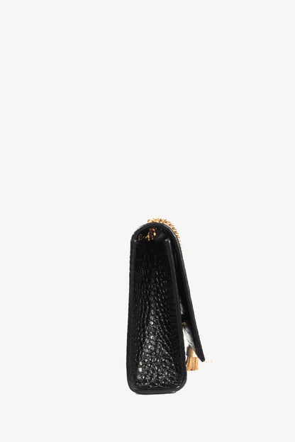 Saint Laurent Nero Cocco Print Monet YSL Monogramme Shoulder Bag