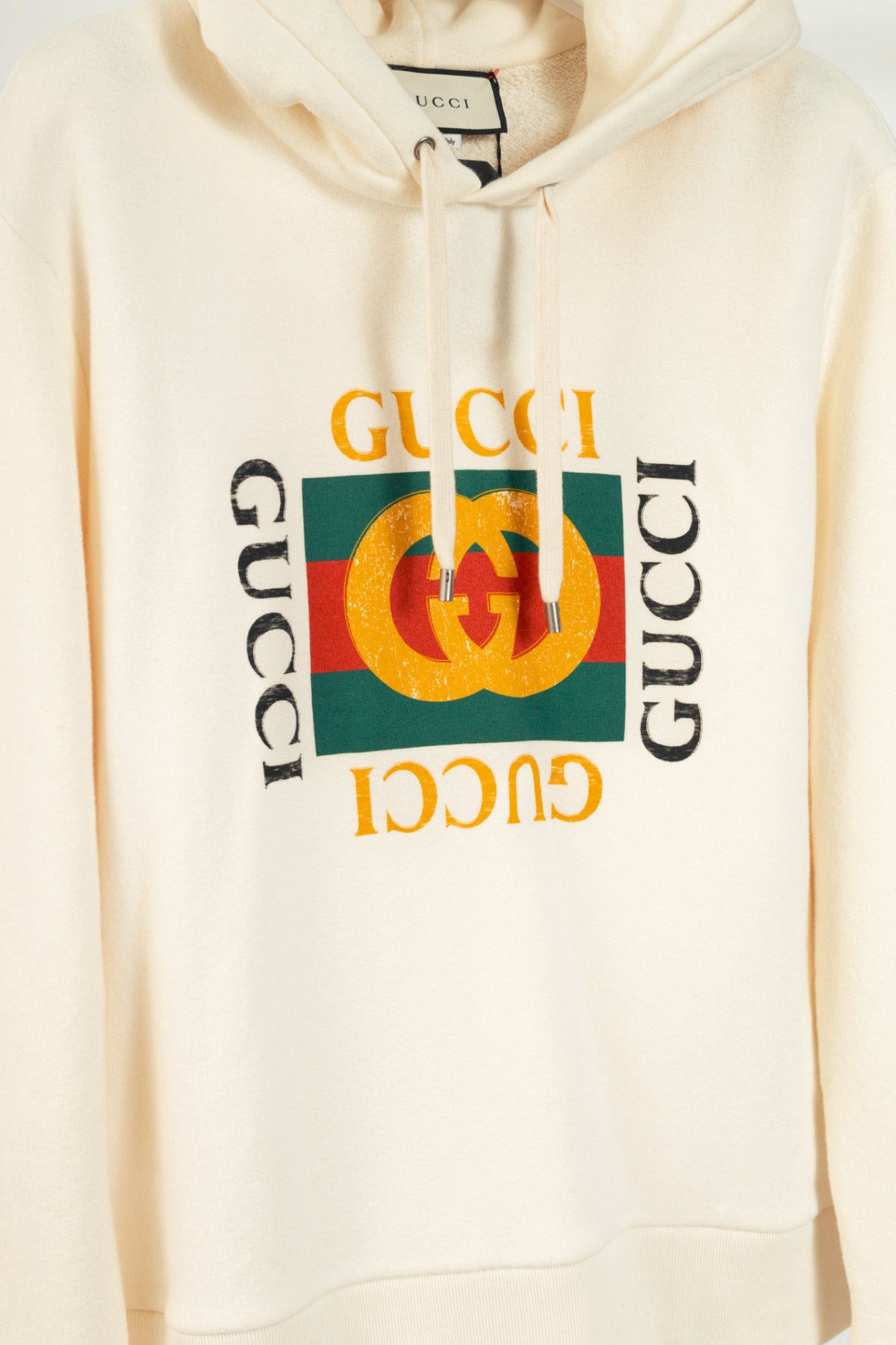 Gucci Off-White Cotton French-Terry Logo-Graphic Hoodie