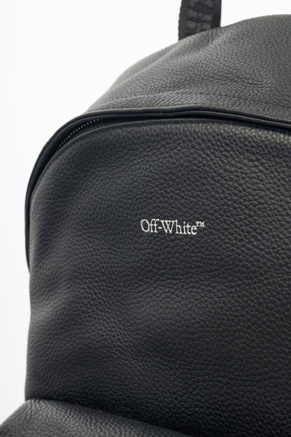 Off-White Black Pebbled-Leather Classic Dome Backpack