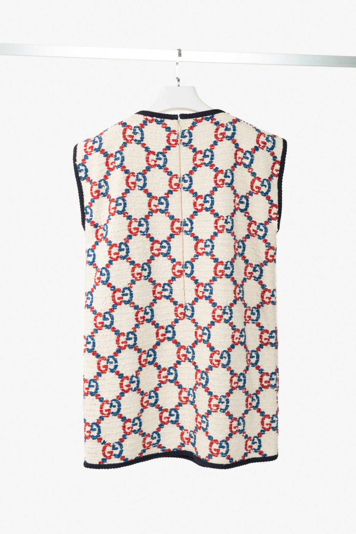 Gucci PF19 Ivory GG Sylvie Tweed Cotton Mini Shift Dress