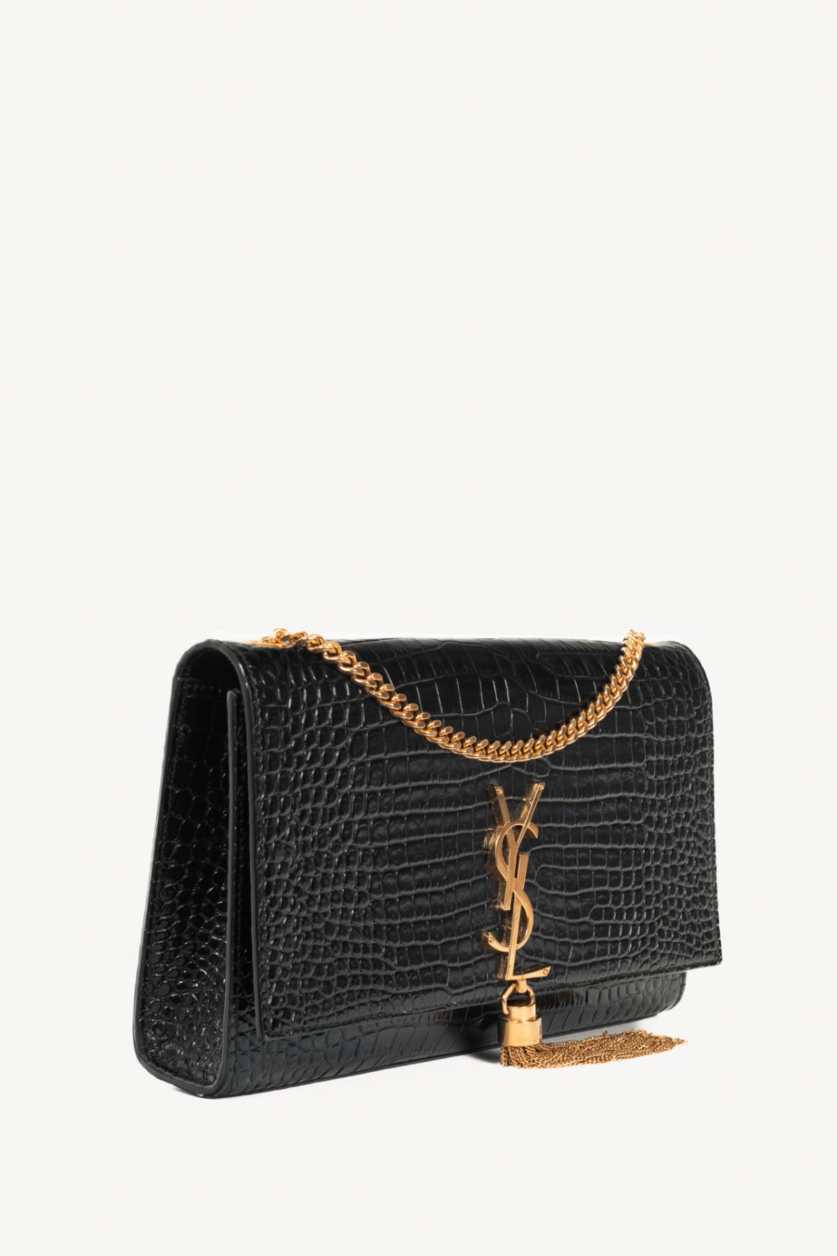 Saint Laurent Nero Cocco Print Monet YSL Monogramme Shoulder Bag