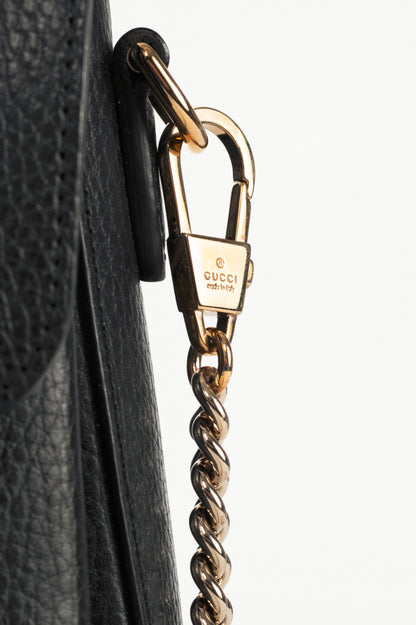 Gucci Black Pebbled-Leather Interlocking G 2-Way Handbag