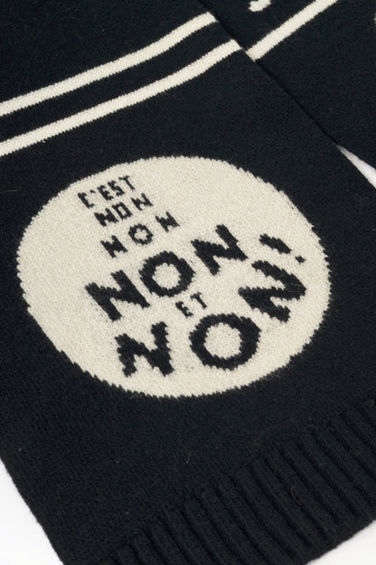 Dior J'Adior Black Wool & Cashmere Logo-Jacquard Scarf