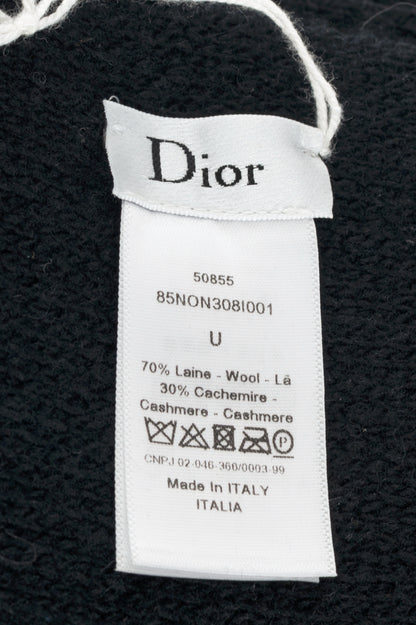 Dior J'Adior Black Wool & Cashmere Logo-Jacquard Scarf