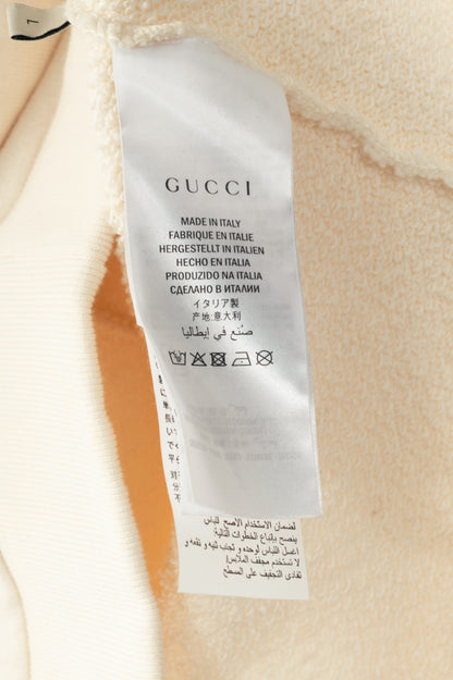 Gucci Off-White Cotton French-Terry Logo-Graphic Hoodie