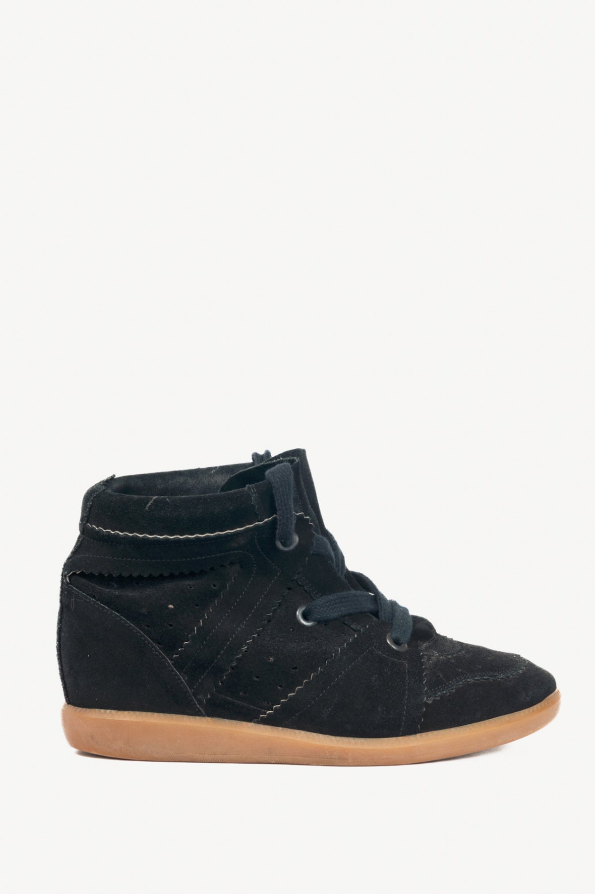 Isabel Marant Bobby Black Suede Hidden-Wedge Sneakers