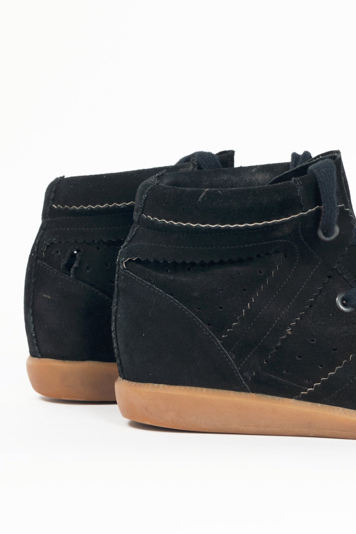 Isabel Marant Bobby Black Suede Hidden-Wedge Sneakers