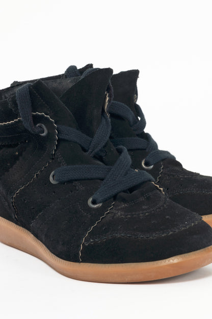 Isabel Marant Bobby Black Suede Hidden-Wedge Sneakers