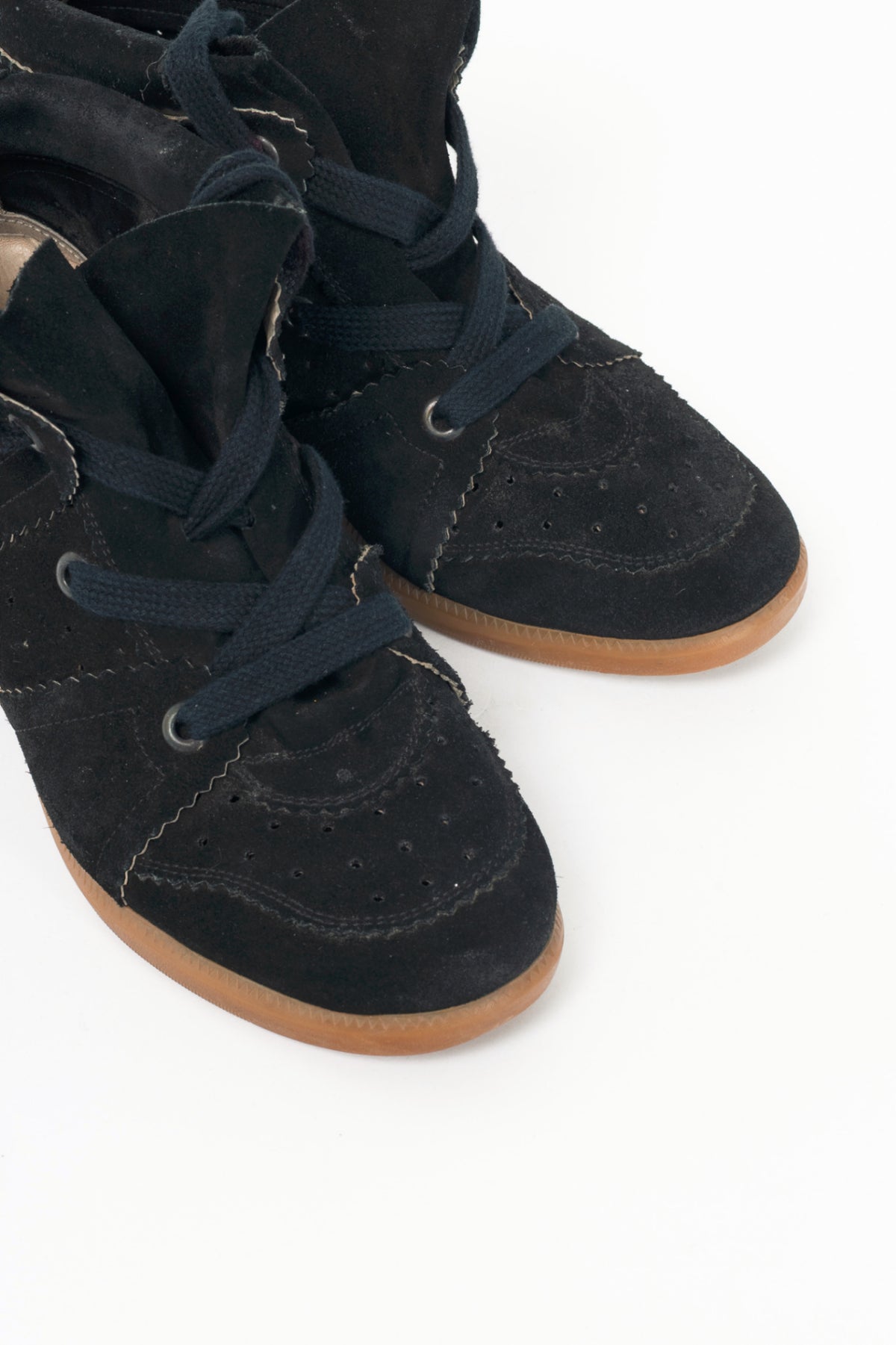 Isabel Marant Bobby Black Suede Hidden-Wedge Sneakers