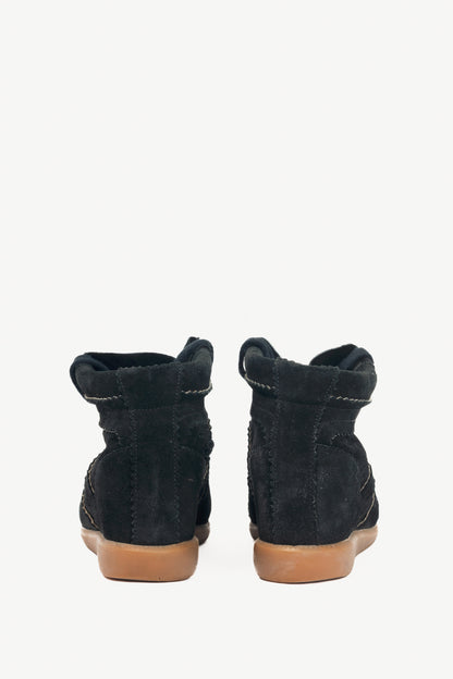 Isabel Marant Bobby Black Suede Hidden-Wedge Sneakers