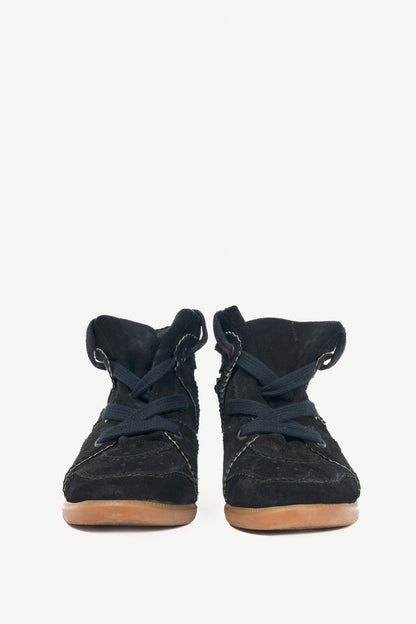Isabel Marant Bobby Black Suede Hidden-Wedge Sneakers