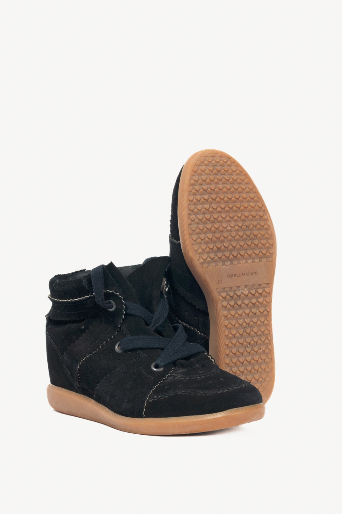 Isabel Marant Bobby Black Suede Hidden-Wedge Sneakers