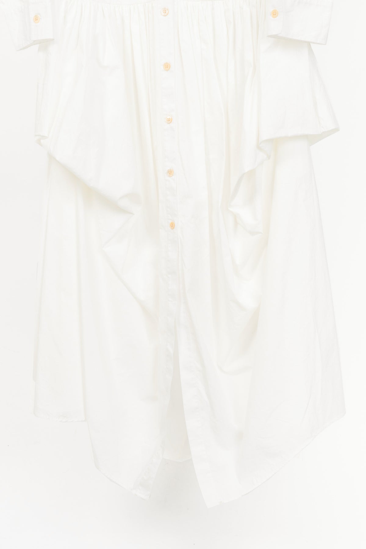 Diotima Ritual White Crochet-Trimmed Gathered Cotton-Poplin Midi Shirt Dress