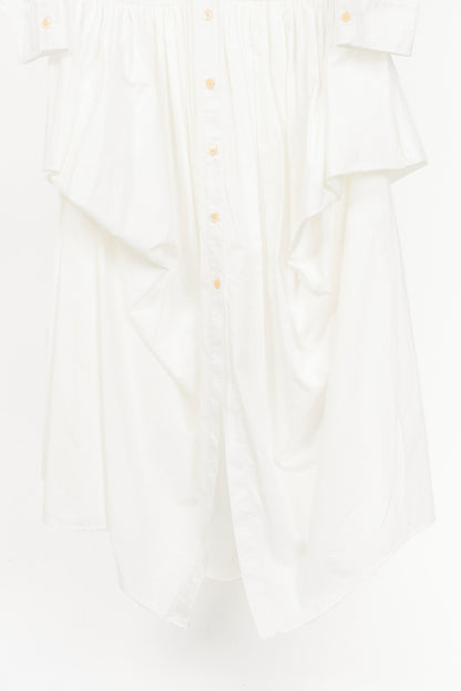 Diotima Ritual White Crochet-Trimmed Gathered Cotton-Poplin Midi Shirt Dress