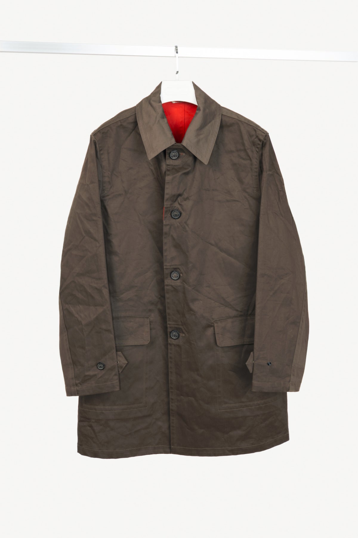 Hermes Brown Coated Cotton Mackintosh Coat