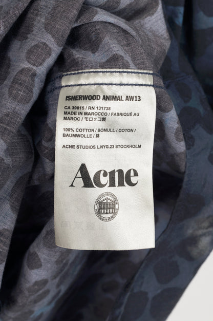 Acne Studios Isherwood Blue Animal Printed Buttoned Shirt