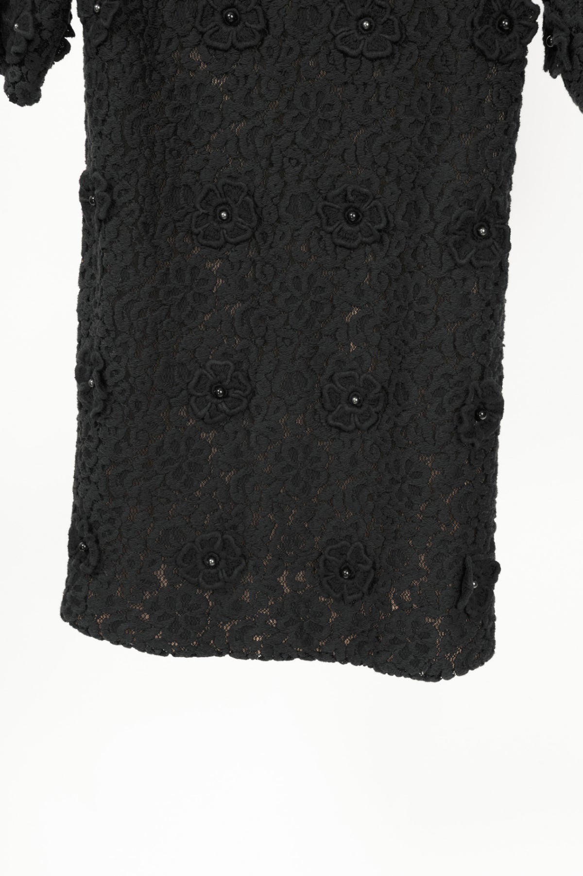 Chloe AW12 Black Macrame-Lace Floral-Applique Mini Dress