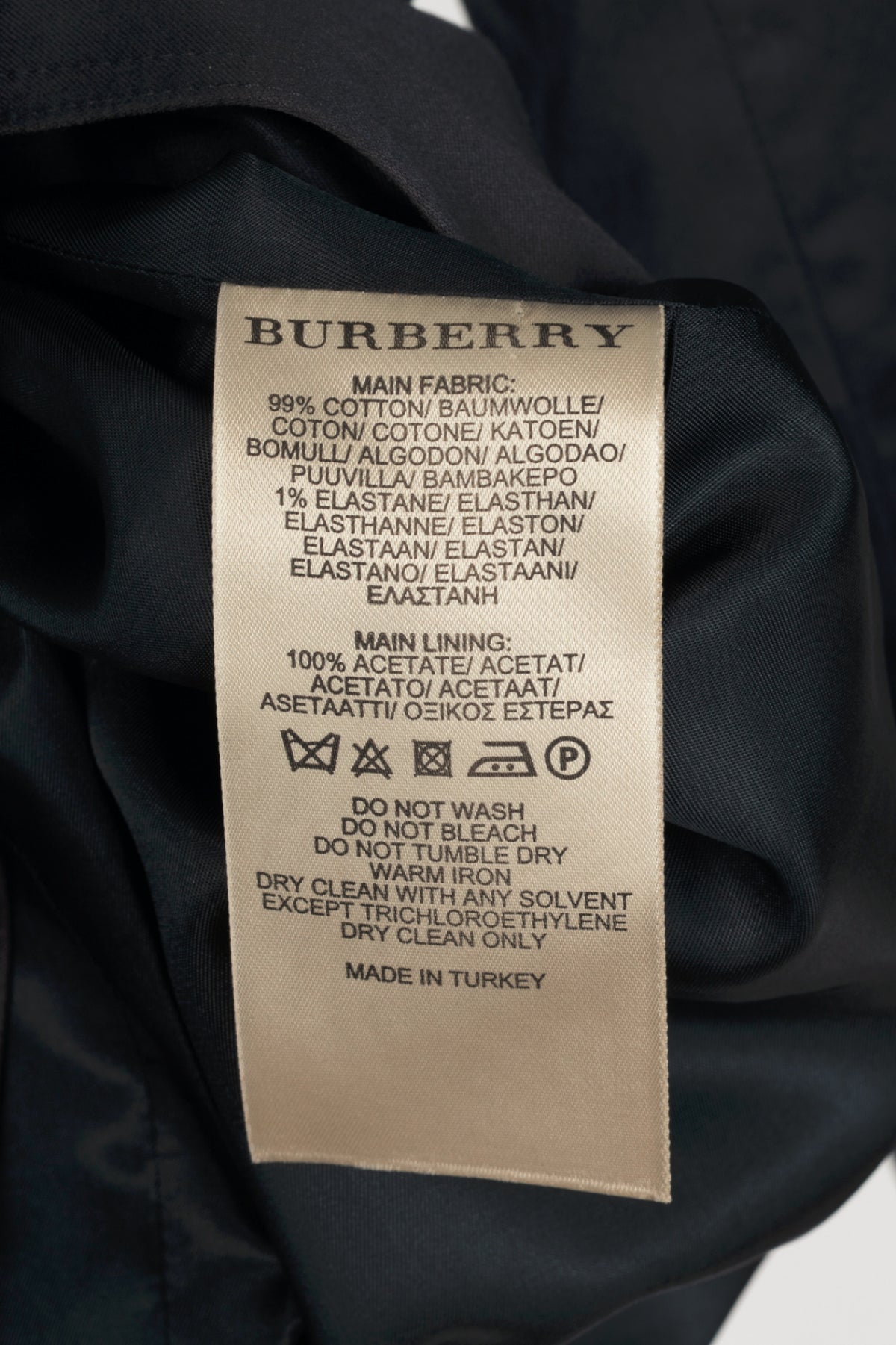 Burberry Navy Cotton Gabardine Belted Double-Breasted Trench Coat