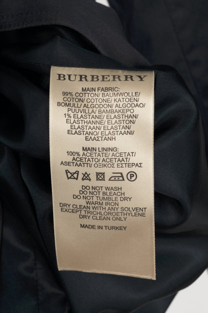 Burberry Navy Cotton Gabardine Belted Double-Breasted Trench Coat