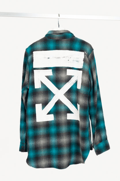 Off-White KK Flannel Blue Cotton & Wool Plaid Buttoned Shirt