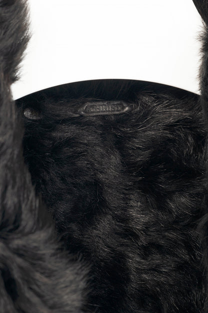 Christ Ashley Brown Shearling Toggle Wide-Collar Coat