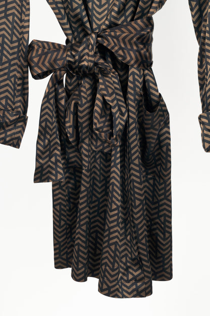 Etro Brown & Black Geometric-Print Viscose-Satin Scarf Mini Dress