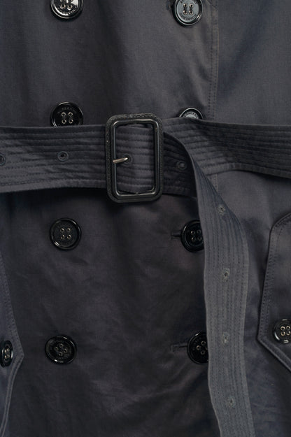 Burberry Navy Cotton Gabardine Belted Double-Breasted Trench Coat