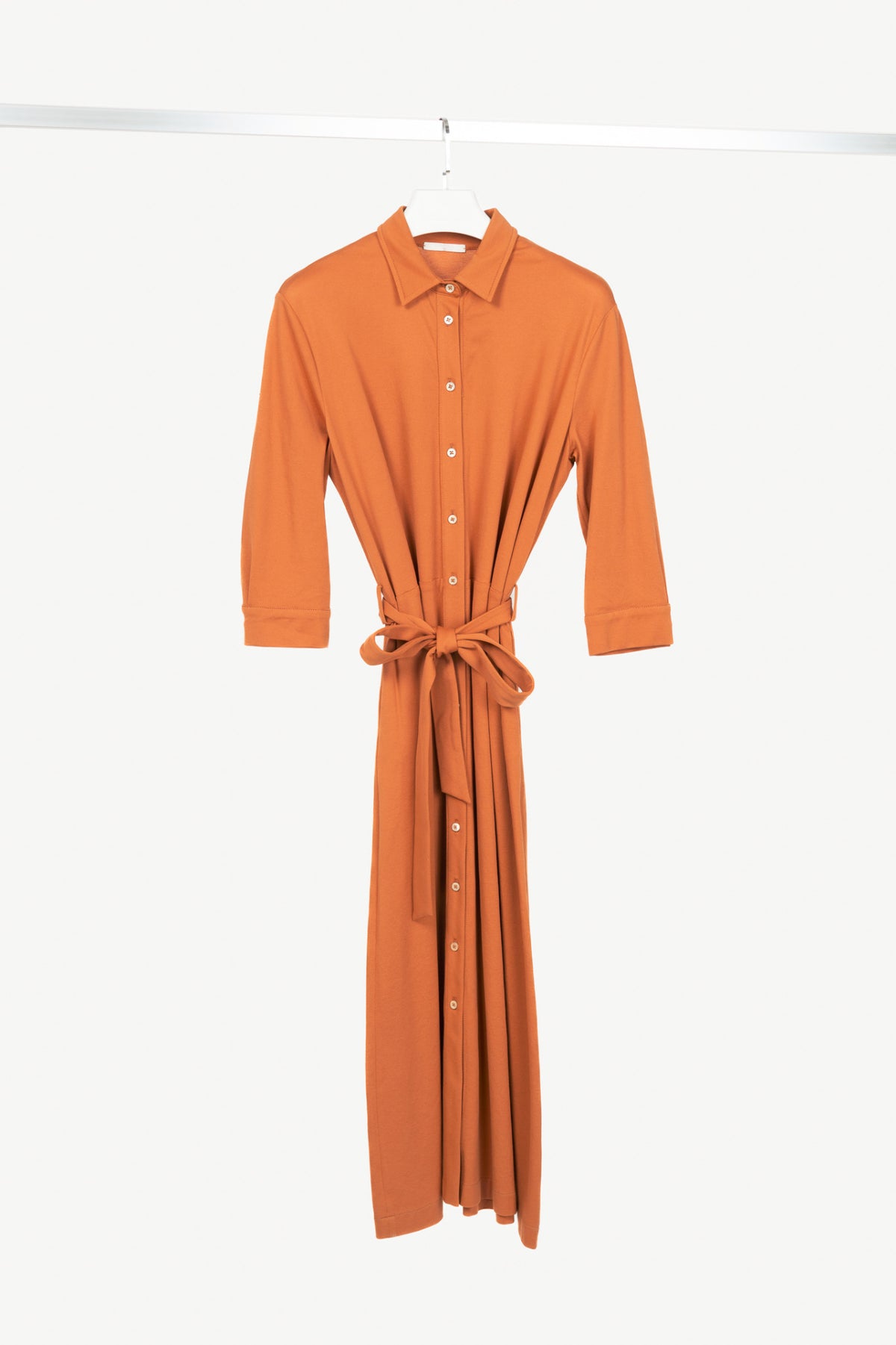 Circolo 1901 Orange Cotton-Pique Belted Shirt Dress