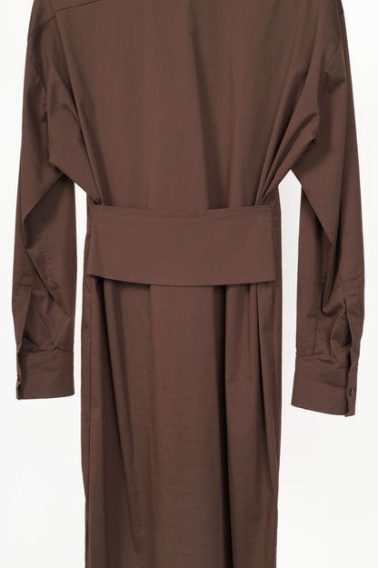 Jil Sander Brown Cotton-Poplin Midi Shirt Dress
