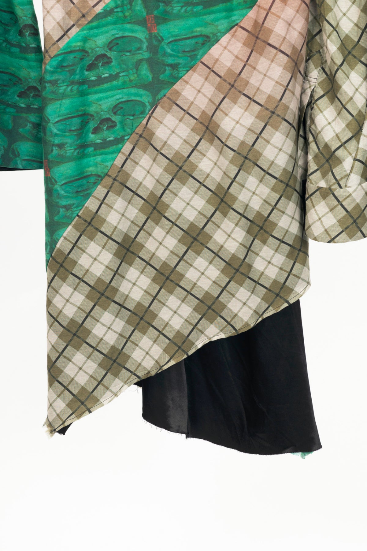 Ottolinger SS23 Runway Brooke-Print Plaid & Skull Twisted Drape Mini Dress