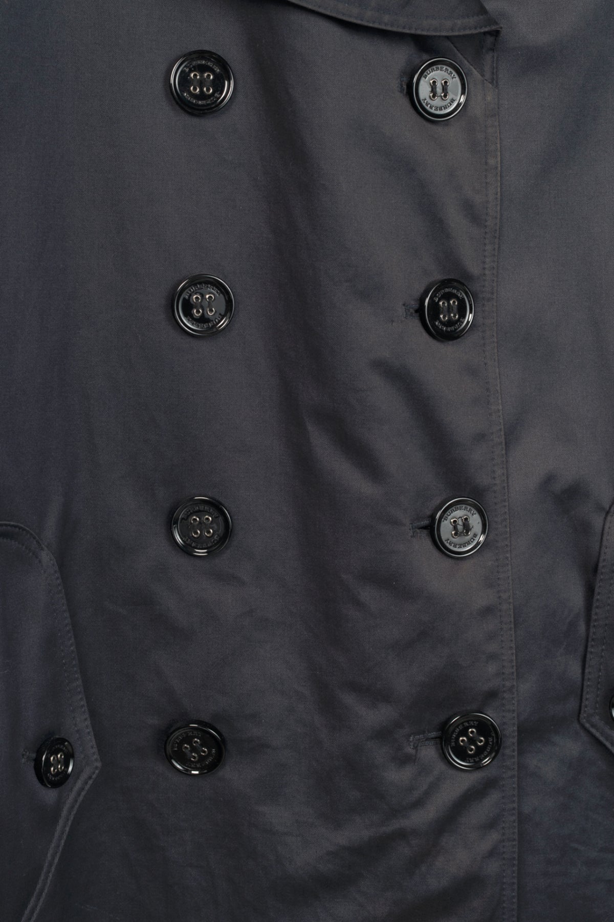 Burberry Navy Cotton Gabardine Belted Double-Breasted Trench Coat